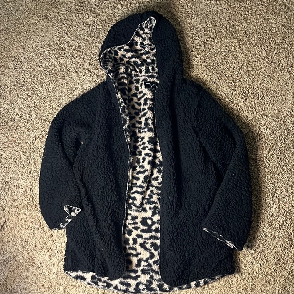 long oversized teddy jacket reversible